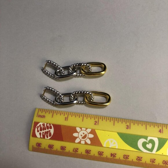 💎💎Women's DAVID YURMAN Chain Drop Earrings in Sterling Silver with 18K Gold - Picture 5 of 5